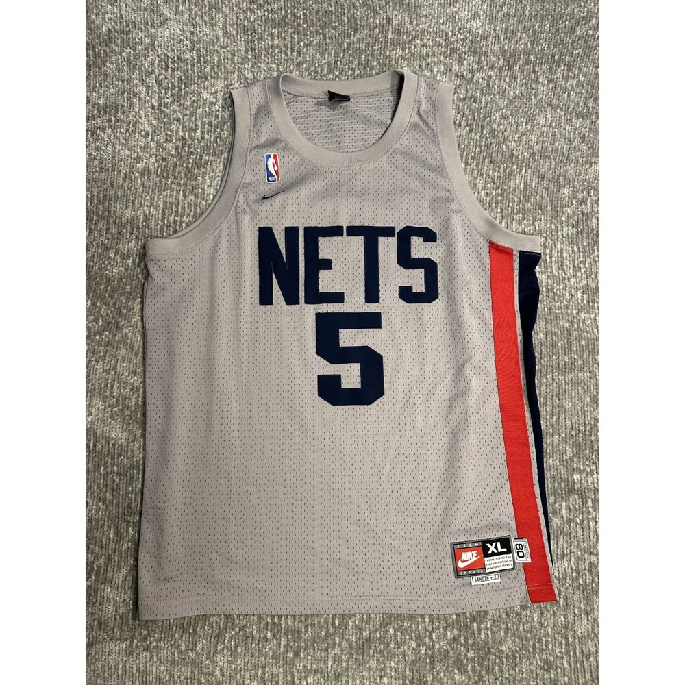 Vintage Nike New Jersey Nets Jason Kidd Basketball Jersey XL Gray NBA Rare +2